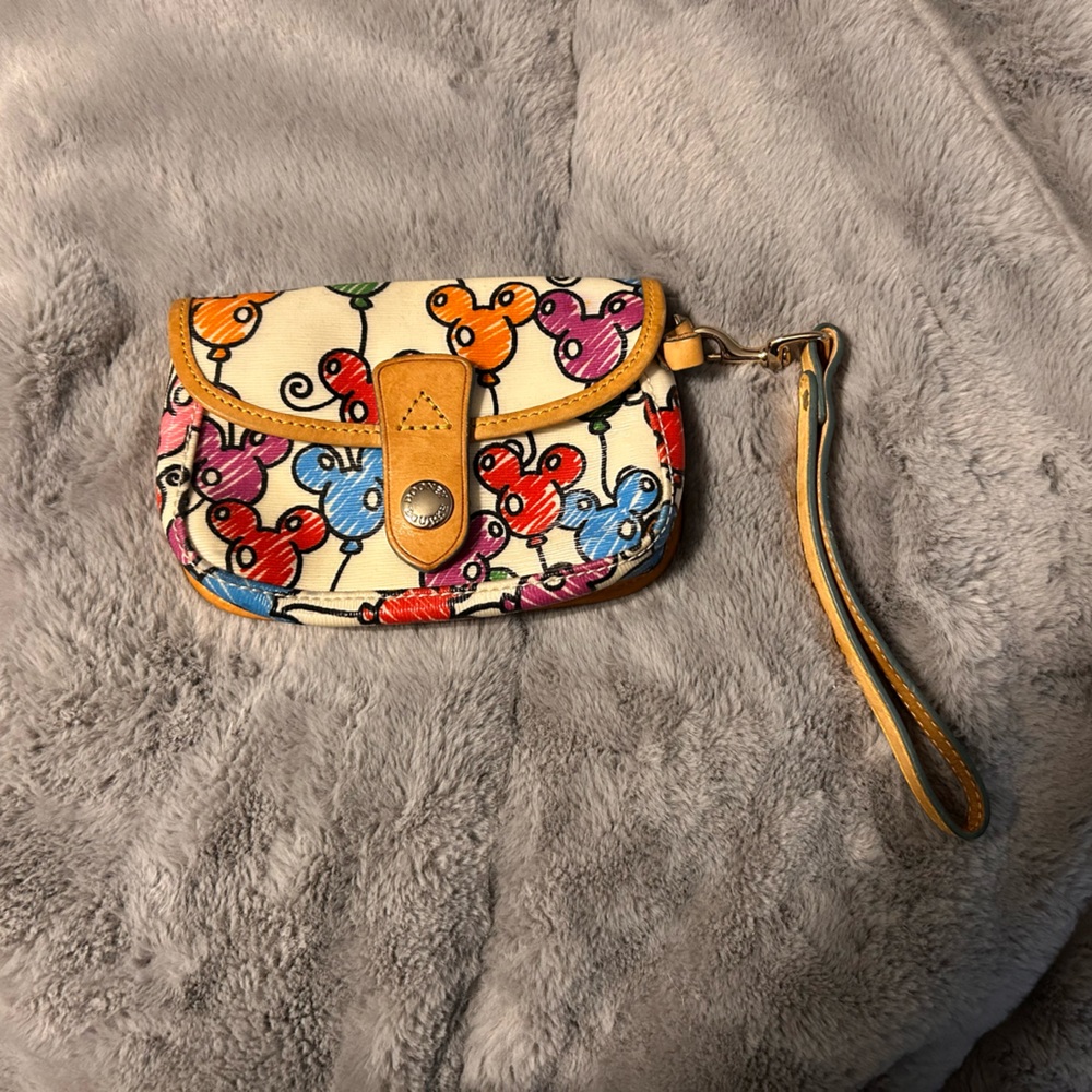 Colorful Mickey Mouse Balloon Print Wristlet